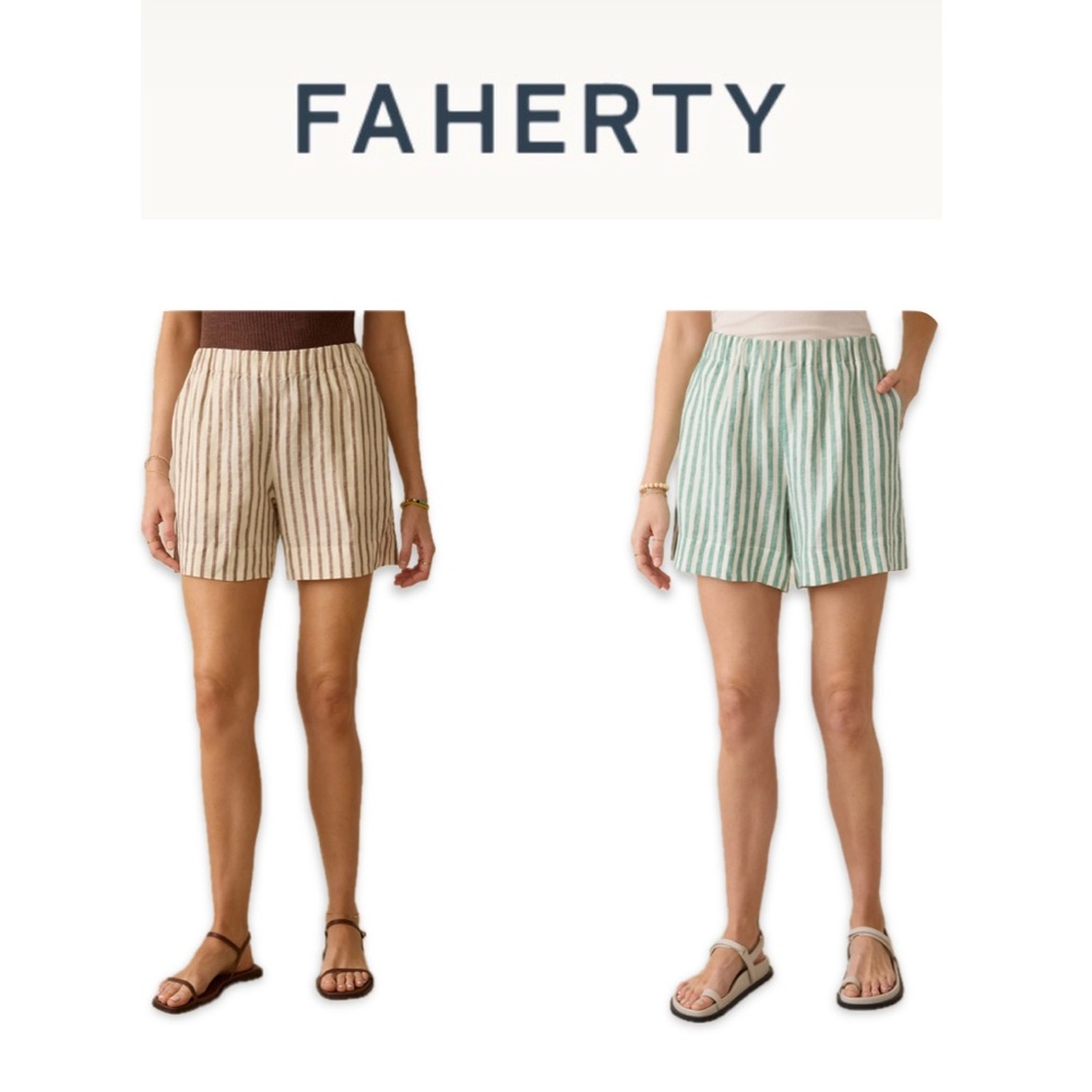 Set of (2) NWT Faherty Laguna Linen Bayview Shorts